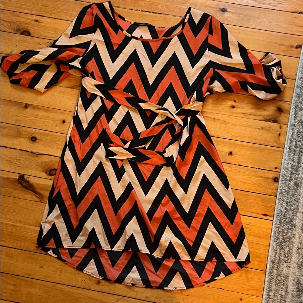 Fashion to Figure High Low Chevron Dress in Orange and Black